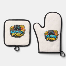 Gamer Food Oven Mitts – Funny Gaming Kitchen Ovenwant & Pannenlap Set