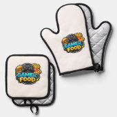 Gamer Food Oven Mitts – Funny Gaming Kitchen Ovenwant & Pannenlap Set (Voorkant / Achterkant)