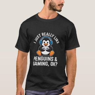 Gamer Funny Penguin Lover Video Games Penguin Gami T-shirt