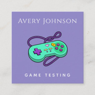 Gamer Game Tester Modern Green Joystick Retro Geek Vierkante Visitekaartje