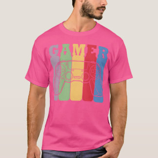 GAMER GAMECONTROLLER 90s RETRO KLEUR STREEP fri T-shirt