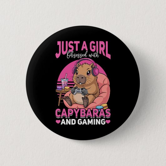 Gamer Gaming Capyra Videospel Ronde Button 5,7 Cm (Voorkant)