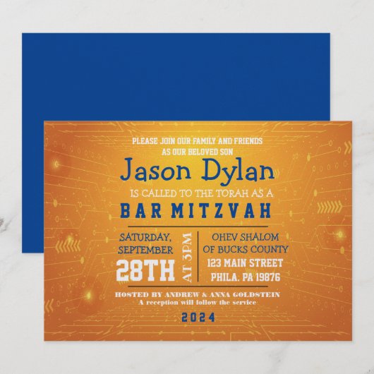 GAMER GAMING DIGITAL Bar Mitzvah Uitnodiging (Voorkant / Achterkant)