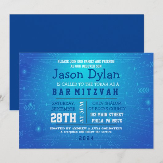 GAMER GAMING DIGITAL Bar Mitzvah Uitnodiging (Voorkant / Achterkant)