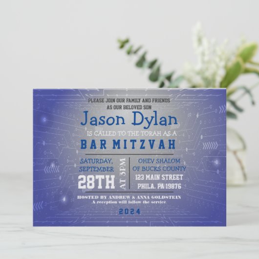 GAMER GAMING DIGITAL Bar Mitzvah Uitnodiging (Staand voorkant)