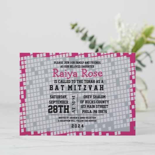 GAMER GAMING DIGITAL Bat Mitzvah Uitnodiging (Staand voorkant)