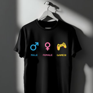 Gamer Gender Symbols Controller Funny Design T-shirt