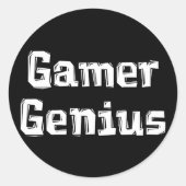 Gamer Genius Ronde Sticker (Voorkant)