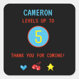 Gamer gepersonaliseerd 5e verjaardagsfeest vierkante sticker