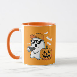 Gamer Ghost Pumpkin Controller Halloween Cool Mok