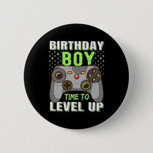 Gamer Gift Birthday Boy tijd om omhoog te gaan Ronde Button 5,7 Cm (Voorkant)