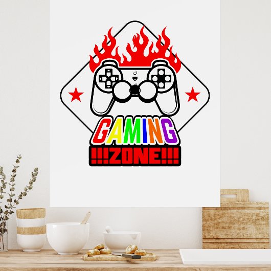 Gamer Gift Gaming Zone Poster (Keuken)