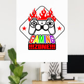 Gamer Gift Gaming Zone Poster (Thuiskantoor)