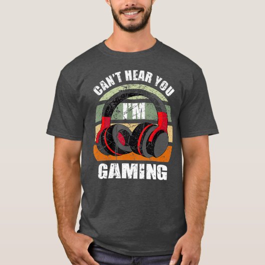 Gamer Gift Headset Funny Cant hoort je Im Gaming T-shirt (Voorkant)