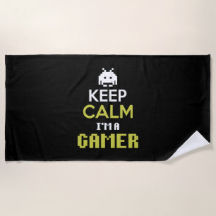 Gamer Gift Keep Calm I Am A Gamer Strandlaken