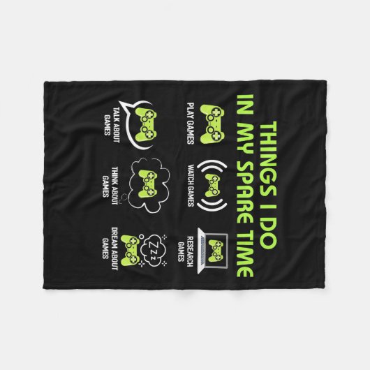 Gamer Gift | Things Gamer Do In My Spare Time Fleece Deken (Voorkant (Horizontaal))