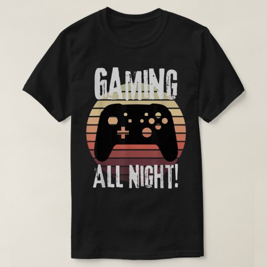 Gamer Gifts Retro Controller Gaming All Night Fun  T-shirt (Design voorkant)
