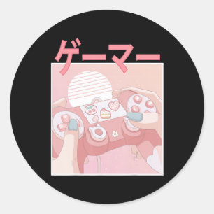 Gamer Girl Anime Kawaii Gaming Cute Video Game Wom Ronde Sticker