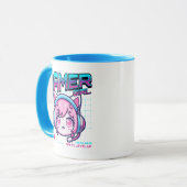 Gamer Girl Cat Coffee Mug Mok (Voorkant links)