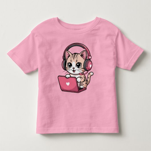 Gamer Girl Cat Gaming Cute Kinder Shirts (Voorkant)
