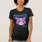 Gamer Girl Cat T-Shirt (Voorkant)