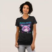 Gamer Girl Cat T-Shirt (Voorkant volledig)