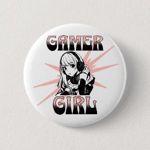 Gamer Girl Gamen Ronde Button 5,7 Cm
