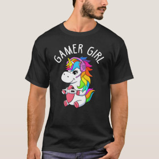 Gamer Girl Gaming Eenhoorn Schattig Videospel vint T-shirt