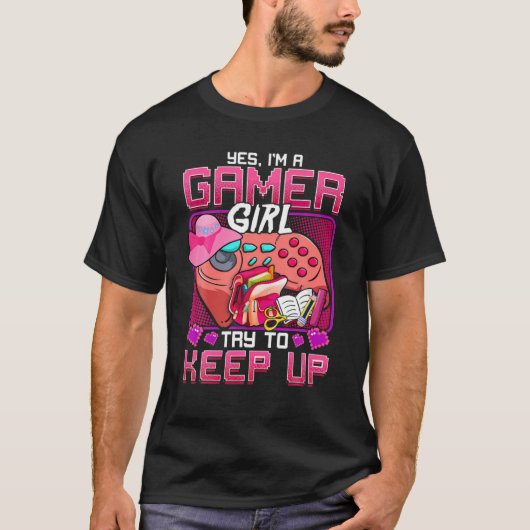 Gamer Girl Gaming Ja Ik ben een gamer Girl Funny V T-shirt (Voorkant)
