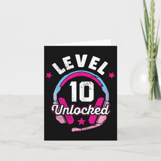 Gamer Girl Level 10 Ontgrendeld Videospel 10e Verj Kaart (Voorkant)