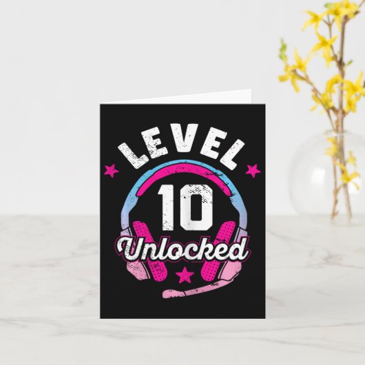 Gamer Girl Level 10 Ontgrendeld Videospel 10e Verj Kaart (Gele Bloem)