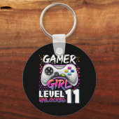 Gamer Girl Level 11 Freigeschakeld Videospel 11e V Sleutelhanger (Voorkant)