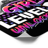Gamer Girl Level 11 Unlocked Video Game 11th Birth Poster (Hoek)