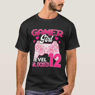 Gamer Girl Level 12 Unlocked Video Game 12e geboor T-shirt