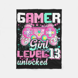 Gamer Girl Level 13 Unlocked Video Game 13th Birth Fleece Deken