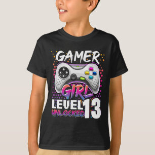 Gamer Girl Level 13 Unlocked Video Game 13th Birth T-shirt
