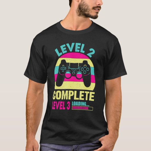 Gamer Girl Level 2 Complete Video Game 2e verjaard T-shirt (Voorkant)