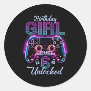 Gamer Girl Level 6 Ontgrendeld Video Gaming 6e Geb Ronde Sticker