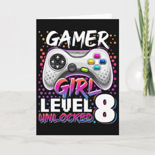 Gamer Girl Level 8 Unlocked Video Game 8th Birthda Kaart