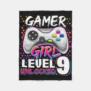 Gamer Girl Level 9 Ontgrendeld Videospel 9e Verjaa Fleece Deken
