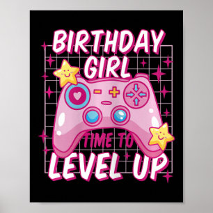 Gamer Girl Level ontgrendeld videogame verjaardags Poster