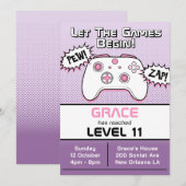 Gamer Girl Paarse Controller 11e verjaardag Kaart (Voorkant / Achterkant)