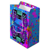 Gamer Girl Party Verjaardag  Paint Splash Medium Cadeauzakje (Achterkant Gekanteld)