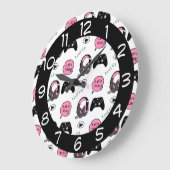 Gamer Girl Pink en Black Grote Klok (Hoek)