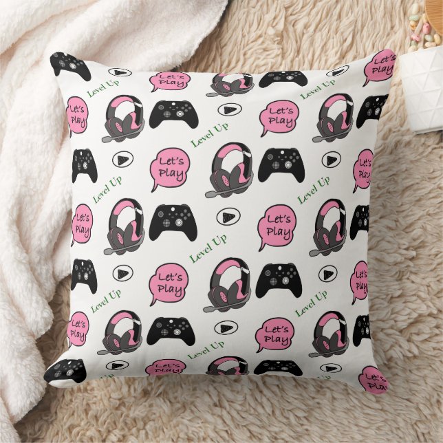 Gamer Girl Pink en Black Kussen (Deken)