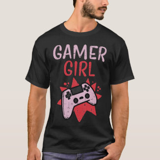 Gamer Girl Pink Game Controller Cute Video Gaming  T-shirt