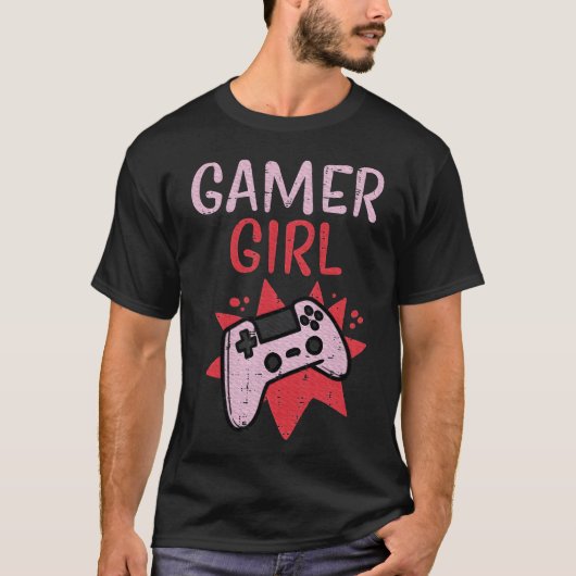 Gamer Girl Pink Game Controller Cute Video Gaming  T-shirt (Voorkant)