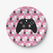 Gamer Girl Pink Pixels en Black Birthday Papieren Bordje (Voorkant)