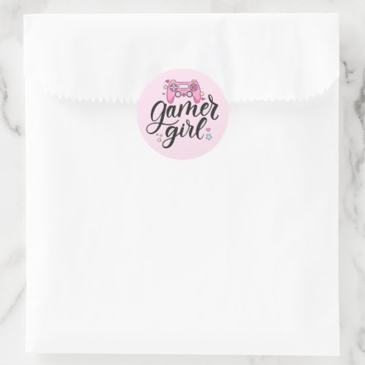 Gamer Girl Ronde Sticker (Tas)