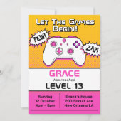 Gamer Girl Roze Gele Controller 13e Verjaardag Kaart (Voorkant)